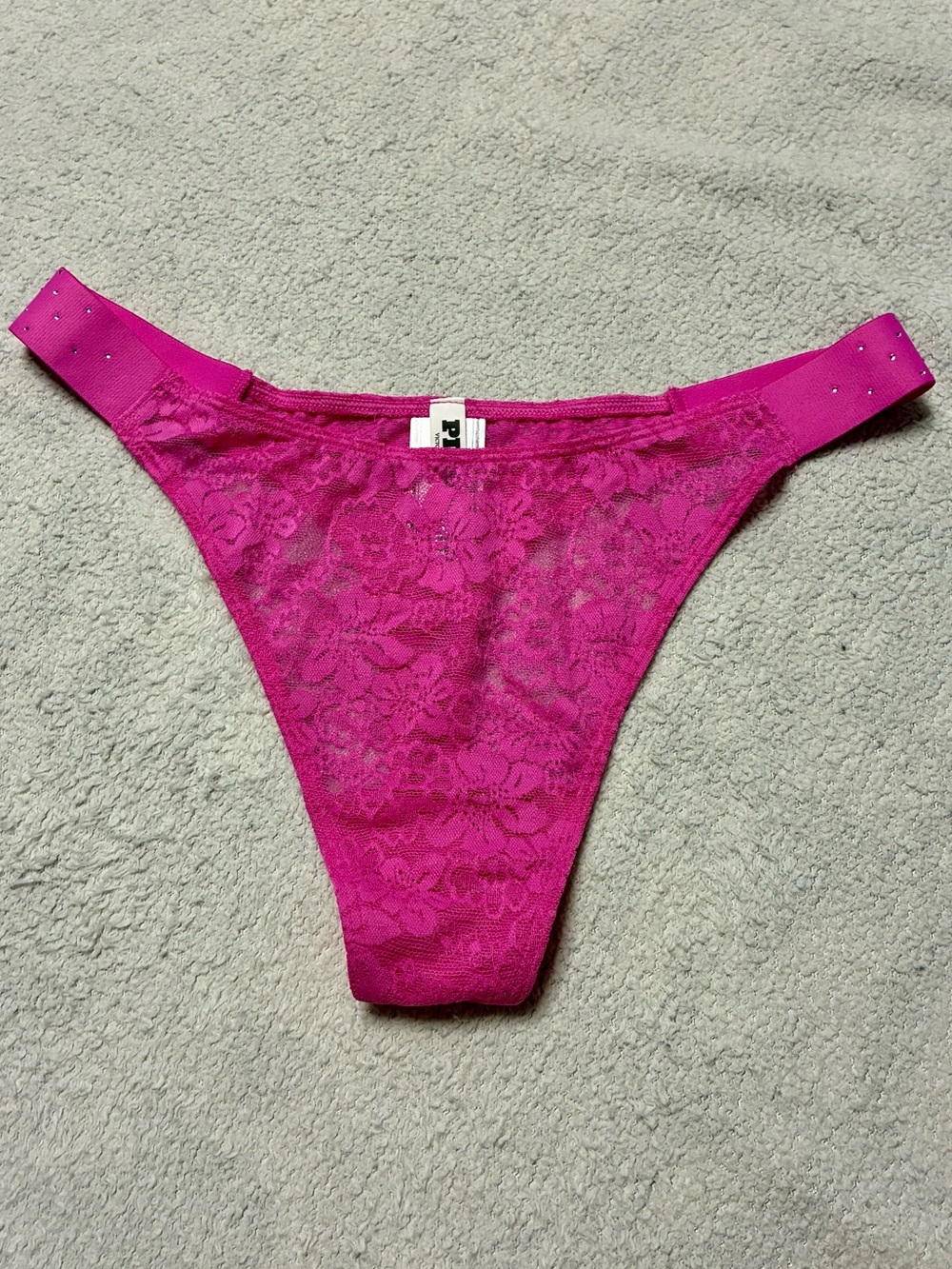 Victoria's Secret Pink Bling Lace Thong Size Large
